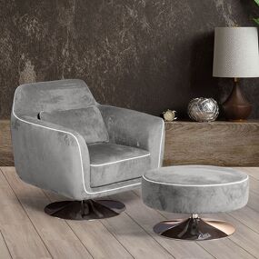 Фото Top concept Кресло и пуф Marco, искусственная замша Breeze silver