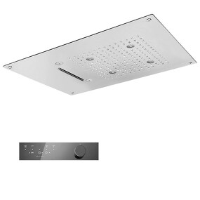 Фото KT037AXX AQUAelite SPA Home верхний душ 550x400 мм с 4 режимами и 4 SPA программами, термостат Полированная нержавеющая сталь 02Q