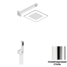 Фото KT058A02Q AQUAELITE комплект для душа KINO, 250 мм  Полированная нержавеющая сталь 02Q